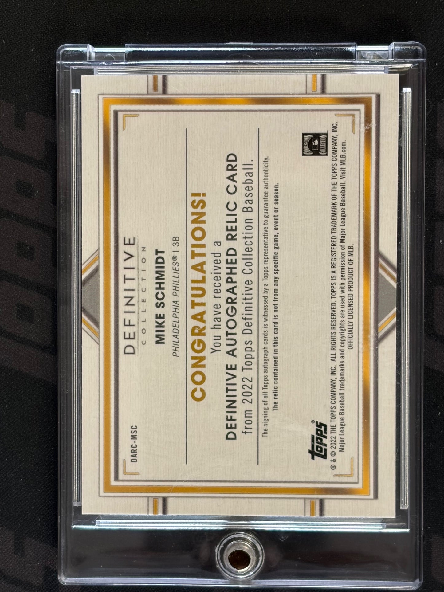 2022 Topps Definite Purple Auto Relic /5 #DARC-MSC Mike Schmidt
