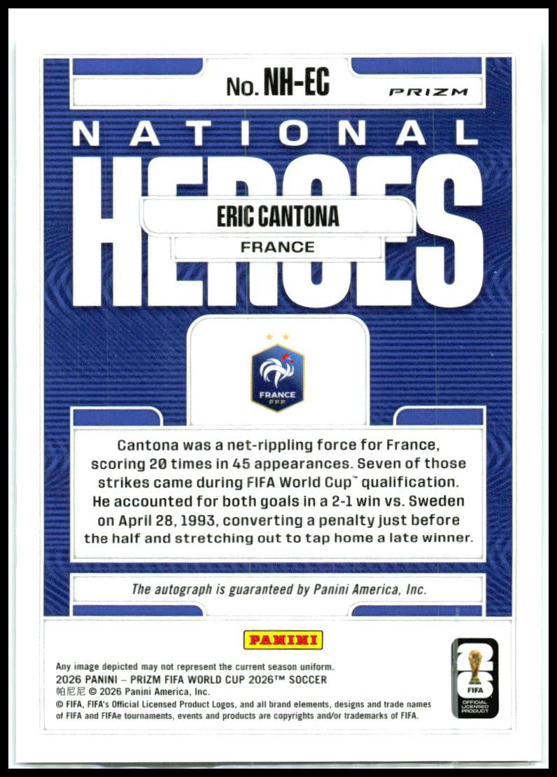 2026 Panini Prizm FIFA World Cup National Heroes Wave Auto #NH-EC Eric Cantona