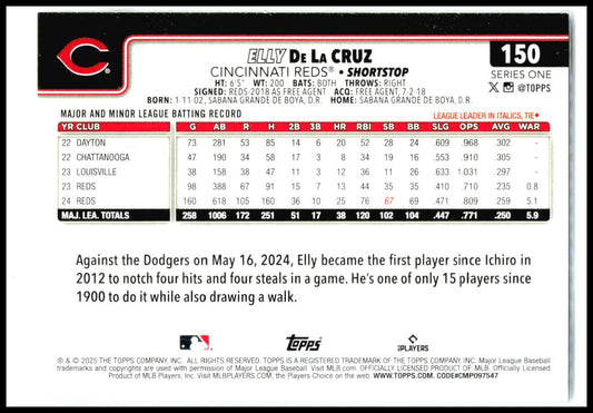 2025 Topps #150 Elly De La Cruz Cincinnati Reds