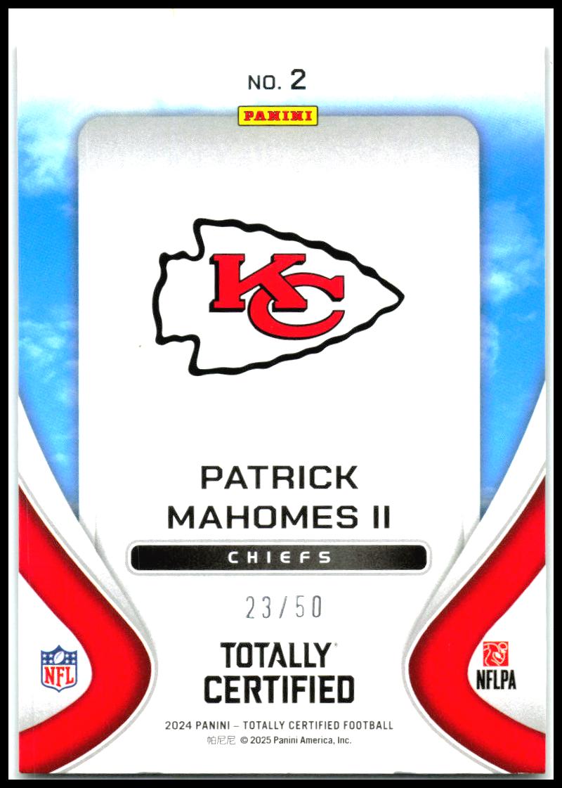 2024 Totally Certified Franchise Foundations Blue /50 #2 Patrick Mahomes II