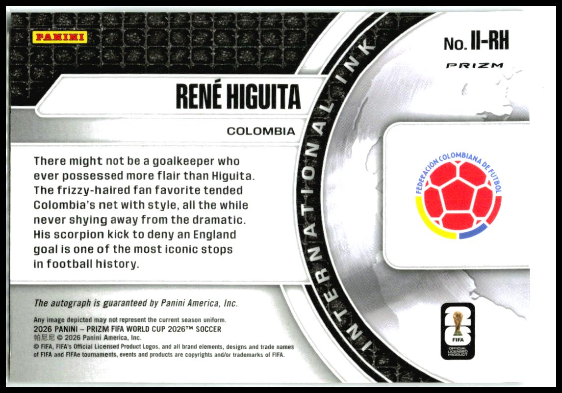 2026 Panini Prizm FIFA World Cup International Ink Wave #II-RH Rene Higuita AU