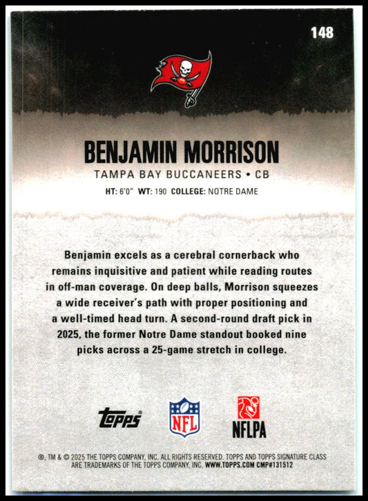 2025 Topps Signature Class Chrome Teal #148 Benjamin Morrison RC Tampa Bay