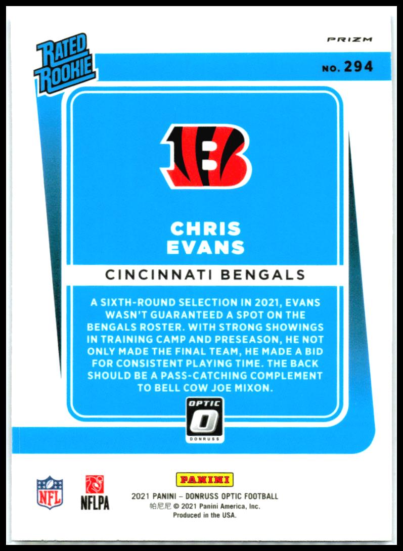 2021 Donruss Optic Blue Scope #294 Chris Evans RC Cincinnati Bengals