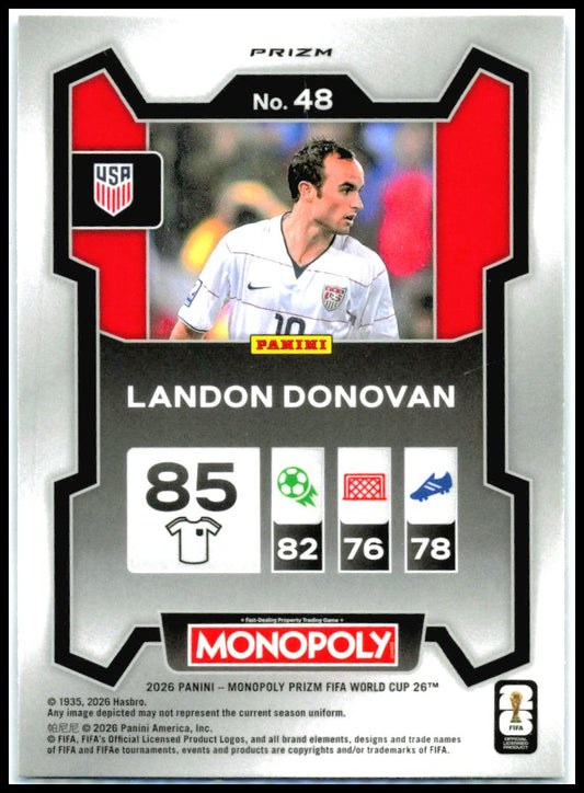 2026 Panini Prizm Monopoly FIFA World Cup Blue Tiger Stripe SSP #1 Donovan Landon
