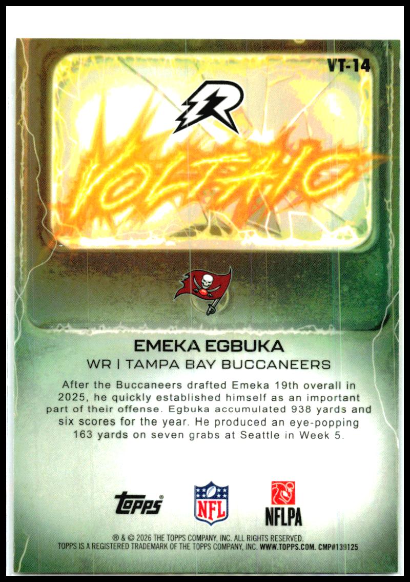 2025 Topps Resurgence Voltaic #VT-14 Emeka Egbuka Tampa Bay Buccaneers