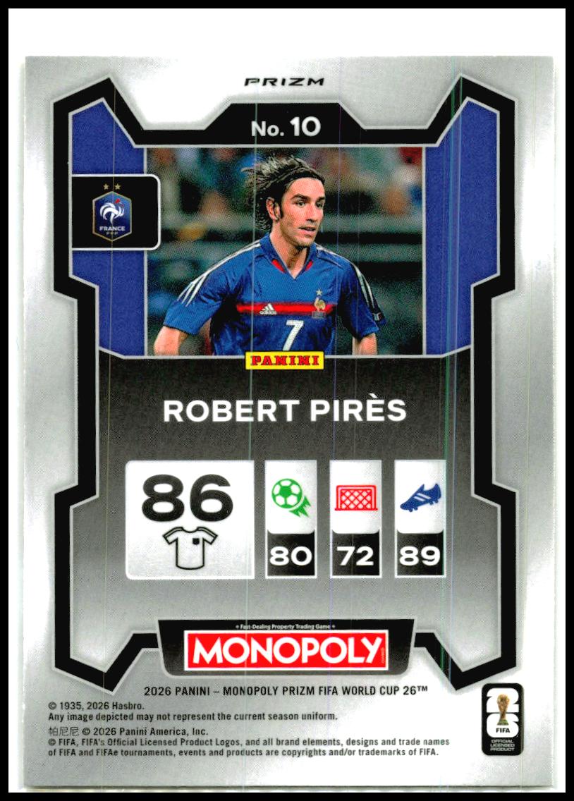 2026 Prizm Monopoly FIFA World Cup Gold Cracked Ice #10 Robert Pirès France