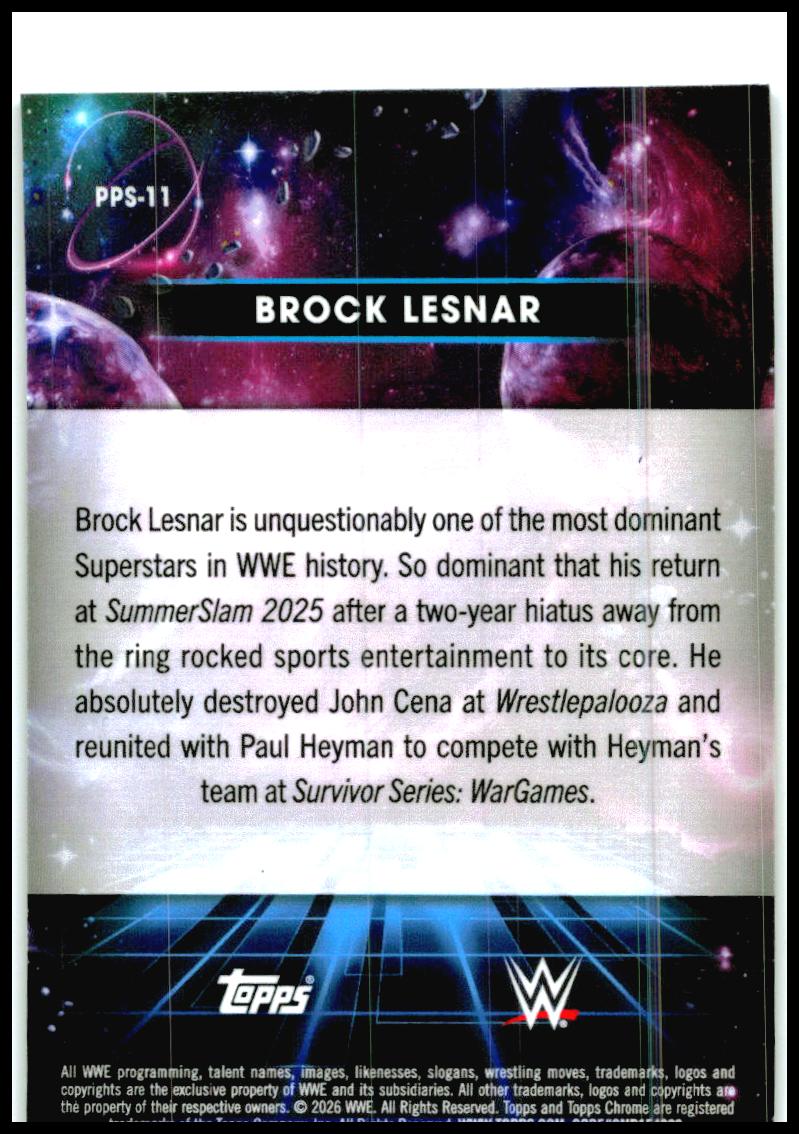 2026 Topps Chrome Cosmic WWE Planetary Pursuit Sun #PPS-11 Brock Lesnar