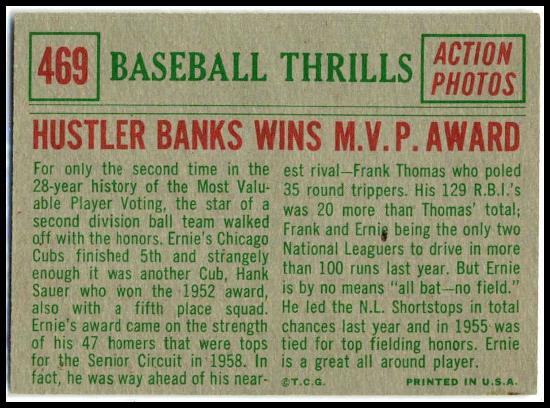 1959 Topps #469 Ernie Banks Chicago Cubs