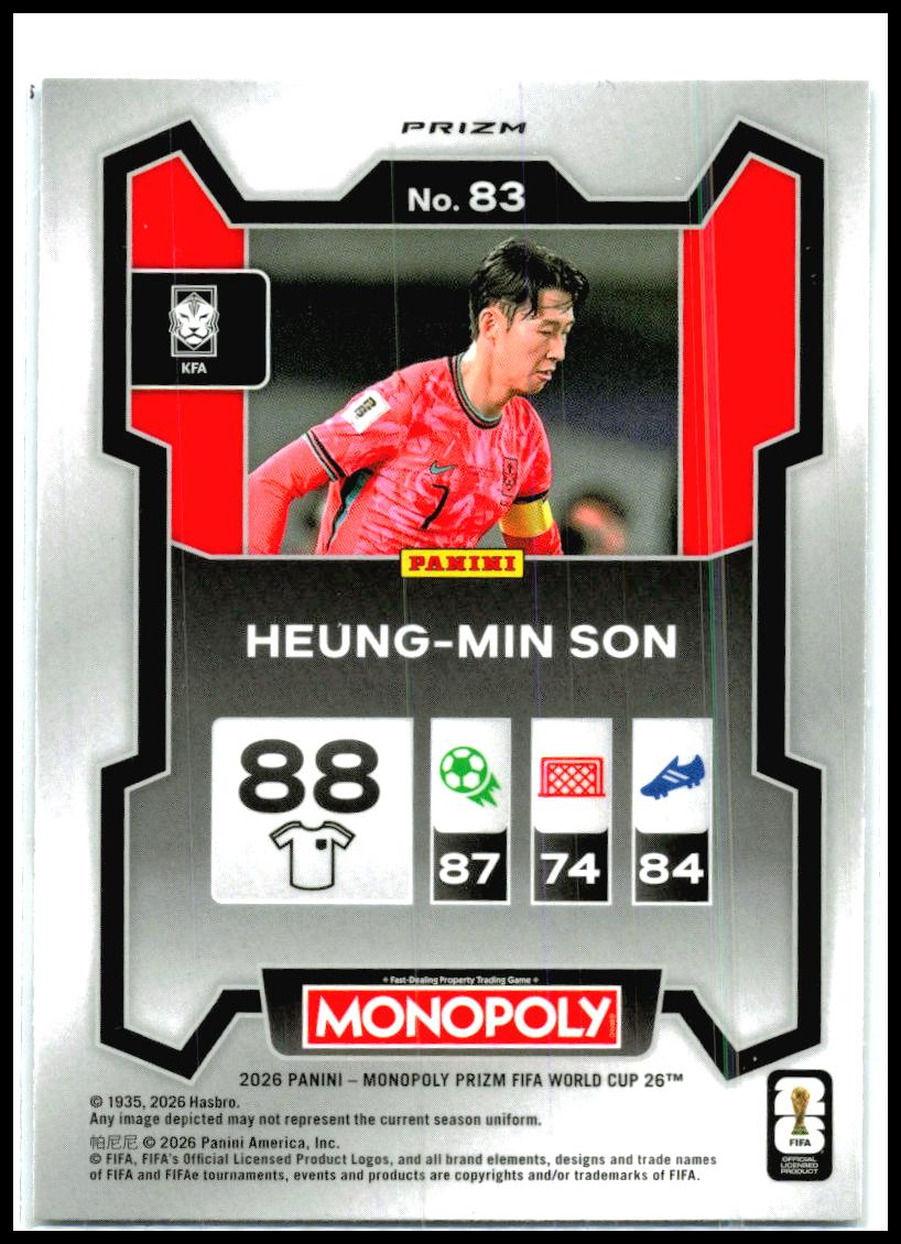 2026 Prizm Monopoly FIFA World Cup Four Corners Blue Wave #83 Heung-min Son