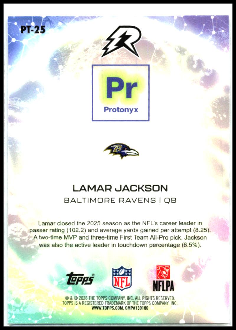 2025 Topps Resurgence Protonyx #PT-25 Lamar Jackson Baltimore Ravens