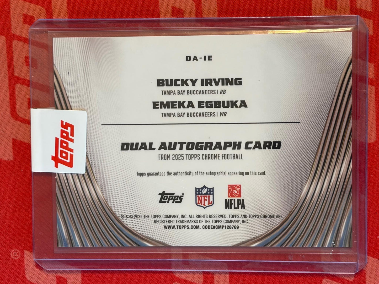 2025 Topps Chrome Dual Auto Orange #/25 #DA-IE Irving / Egbuka AU Tampa Bay