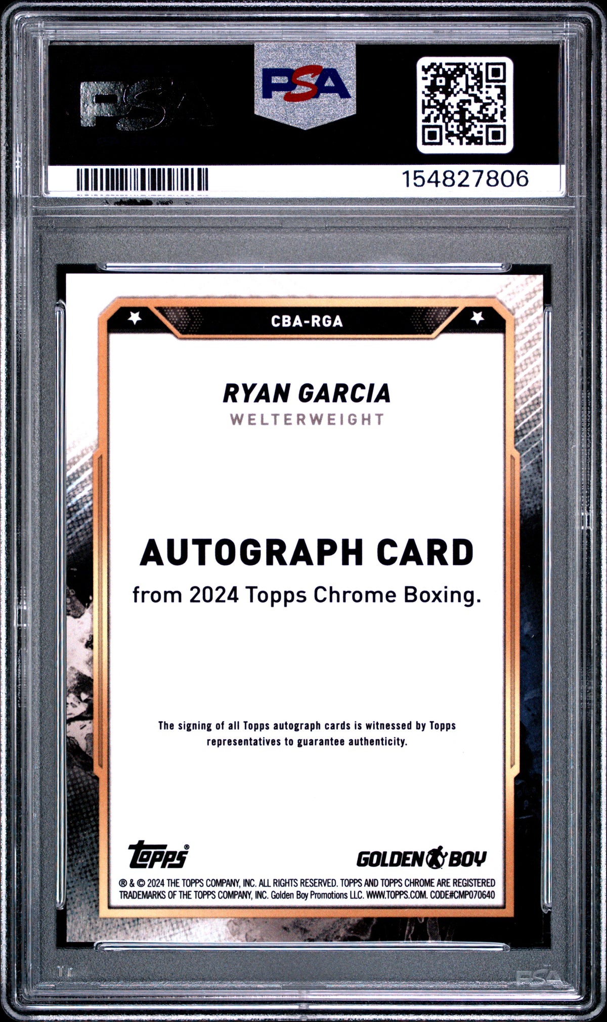 2024 Topps Chrome Boxing Chrome Boxing Auto Gold Refractor #CBA-RGA Ryan Garcia