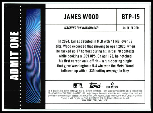 2026 Topps Chrome Big Ticket Players #BTP-15 James Wood Washington Nationals