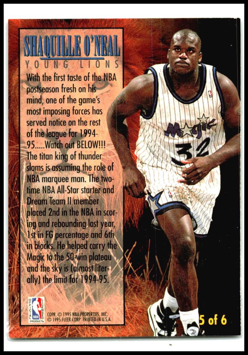 1994-95 Fleer Young Lions #5 Shaquille O'Neal Orlando Magic