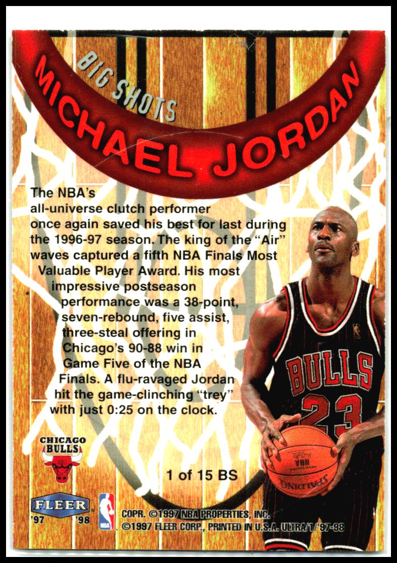 1997-98 Ultra Big Shots #1 BS Michael Jordan Chicago Bulls