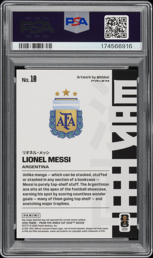 2026 Panini Prizm Fifa World Cup 2026 Manga #10 Lionel Messi PSA Gem Mint