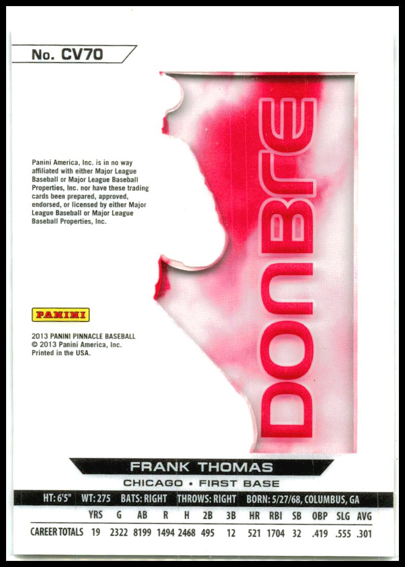 2013 Pinnacle Clear Vision Hitting Double #CV70 Frank Thomas Chicago White Sox