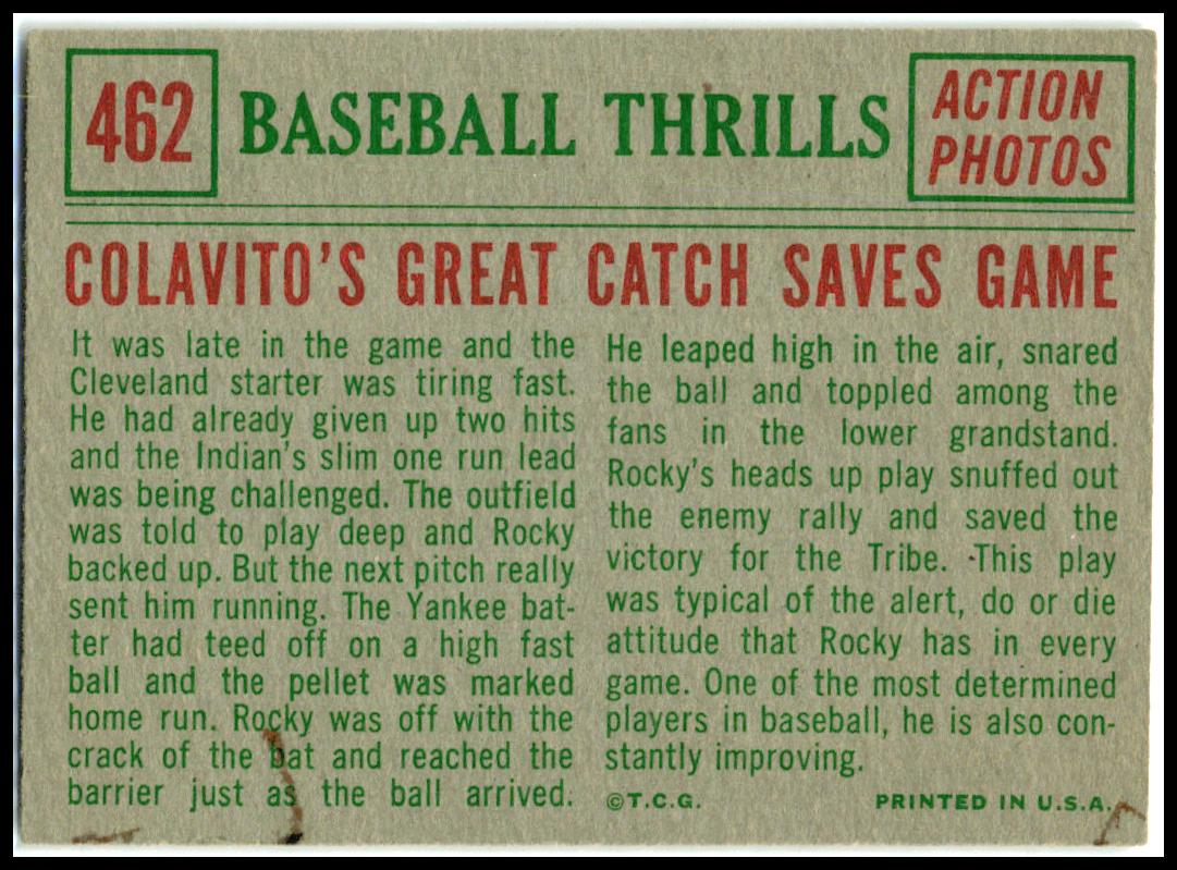 1959 Topps #462 Rocky Colavito Cleveland Indians