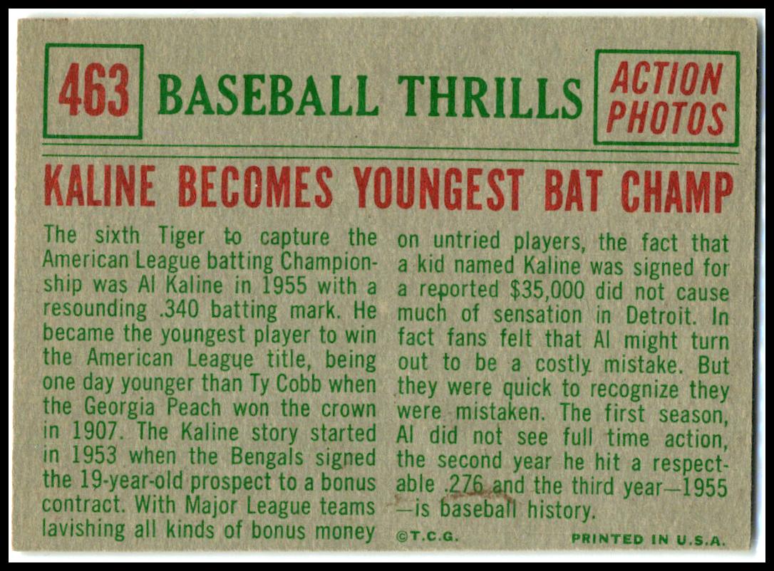 1959 Topps #463 Al Kaline Detroit Tigers