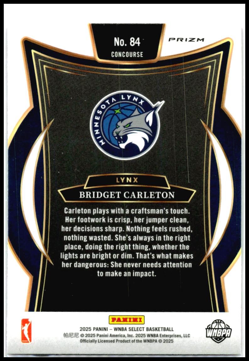 2025 Panini Select WNBA Pink Ice Prizms #84 Bridget Carleton Minnesota Lynx