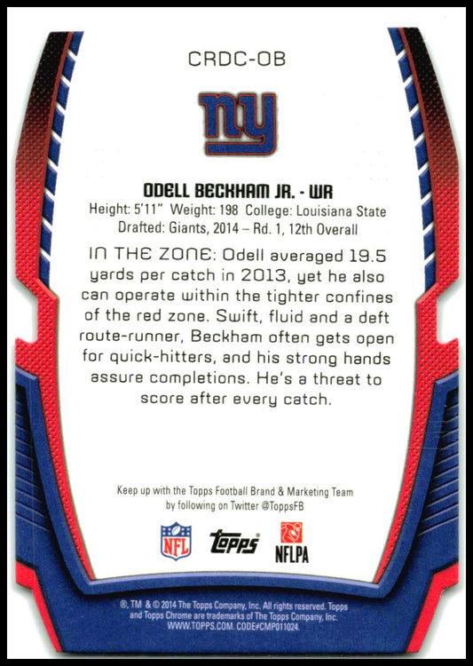 2014 Topps Chrome Rookie Die Cut #CRDC-OB Odell Beckham Jr. New York Giants
