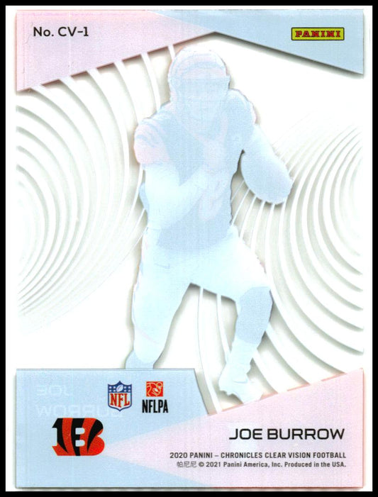 2020 Panini Chronicles Clear Vision Rookies #CV-1 Joe Burrow Cincinnati Bengals