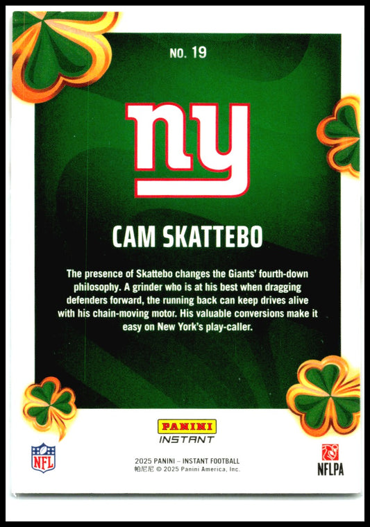 2025 Panini Instant Lucky Clover #19 Cam Skattebo New York Giants