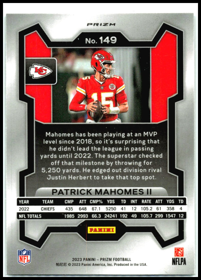 2023 Panini Prizm Green #149 Patrick Mahomes II Kansas City Chiefs