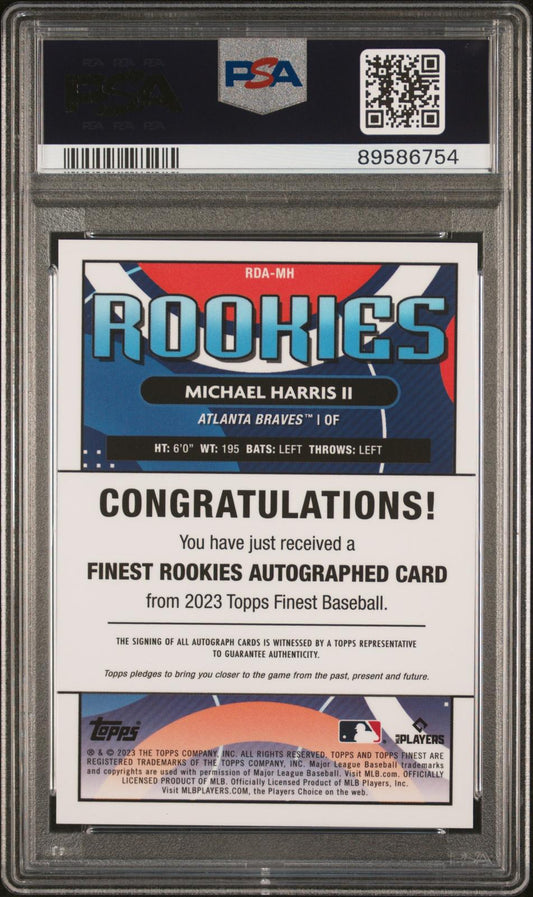 2023 Topps Finest Rk Design Var Auto-Orange #RDAMH Michael Harris PSA 9 Mint