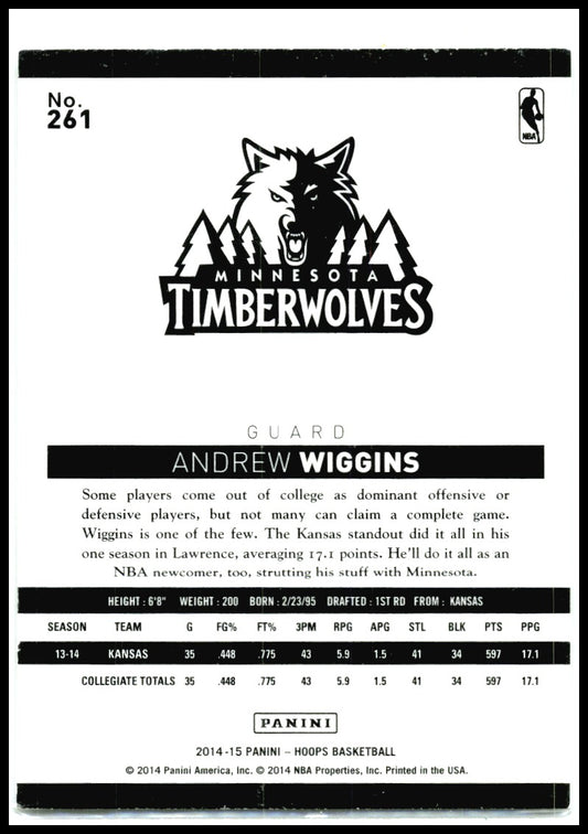 2014-15 Hoops #261 Andrew Wiggins RC Minnesota Timberwolves