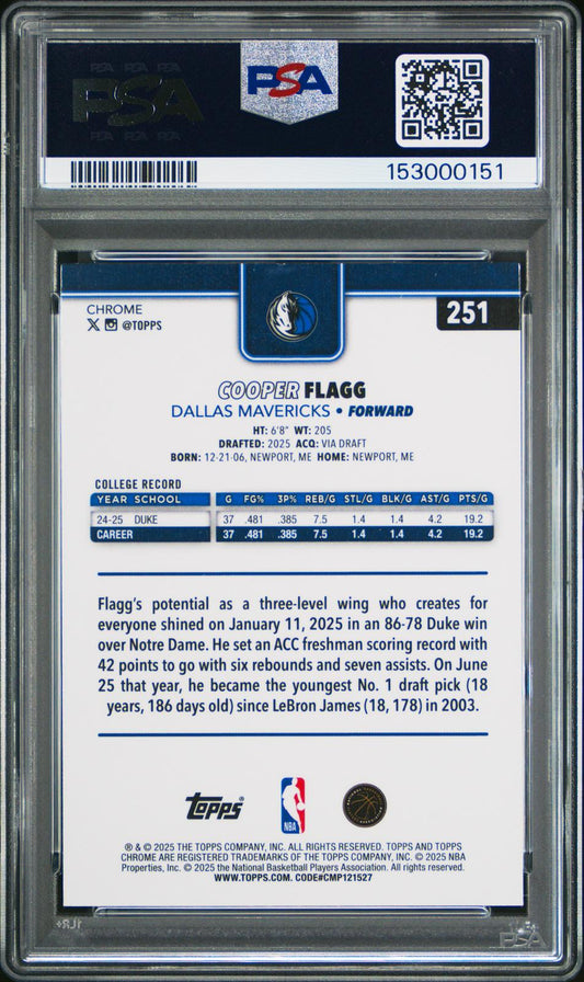 2025 Topps Chrome X-Fractor #251 Cooper Flagg