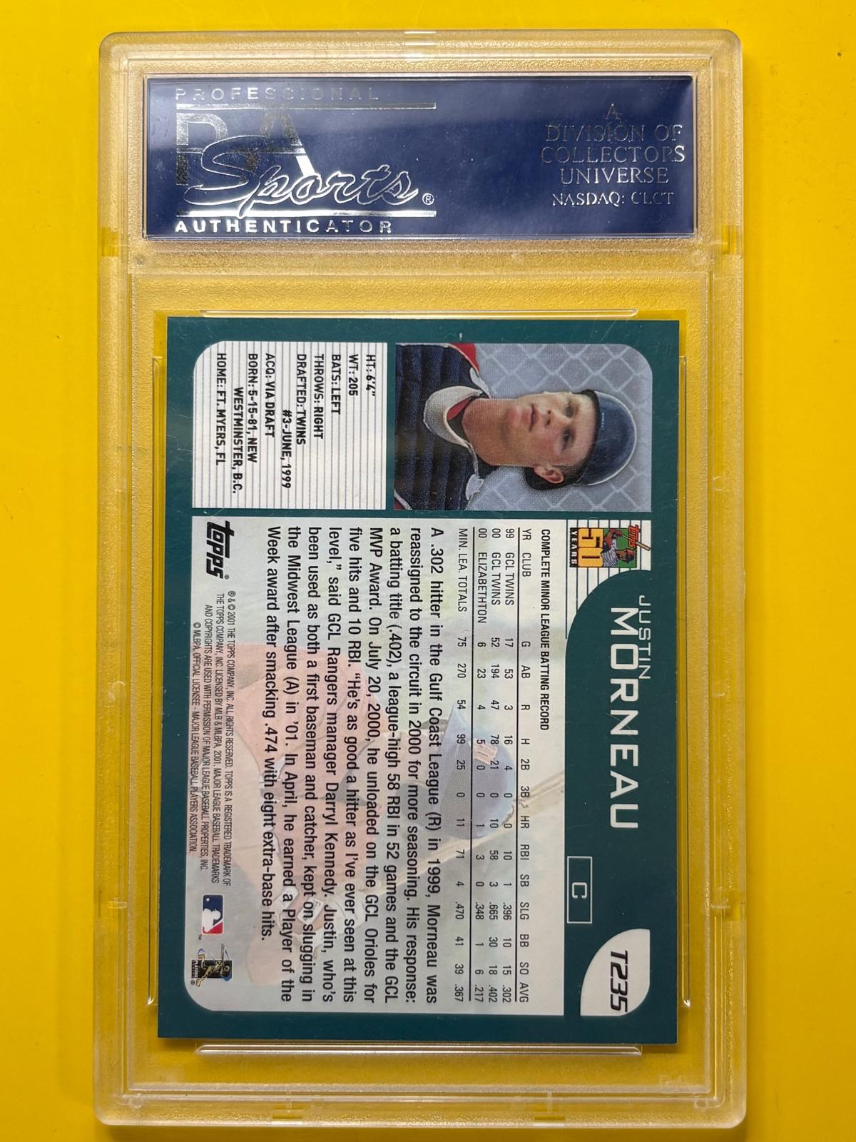 2001 Topps Traded & Rookies #T235 Justin Morneau RC Minnesota Twins PSA 9