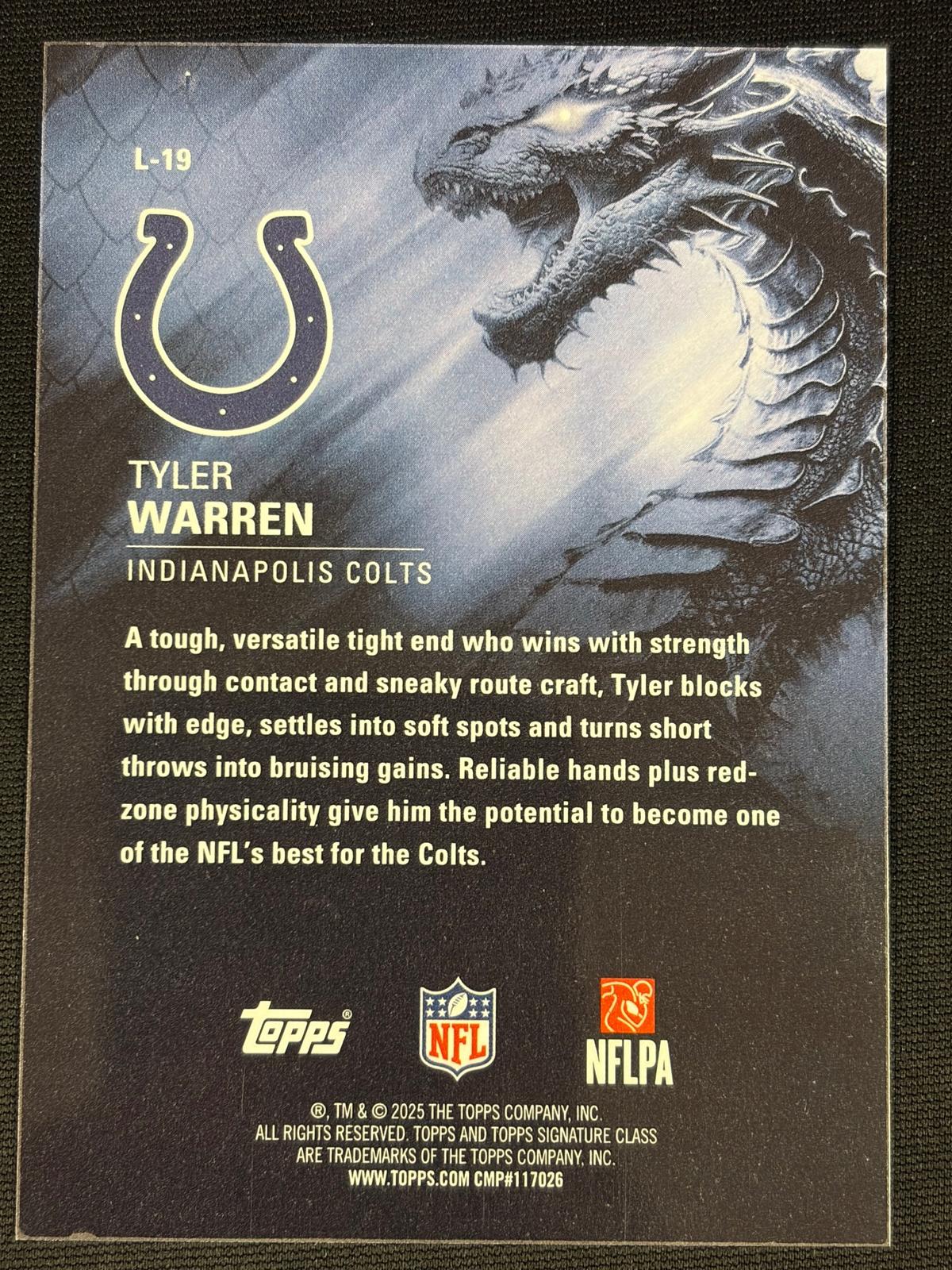 2025 Topps Signature Class Leviathans #L-19 Tyler Warren Indianapolis Colts