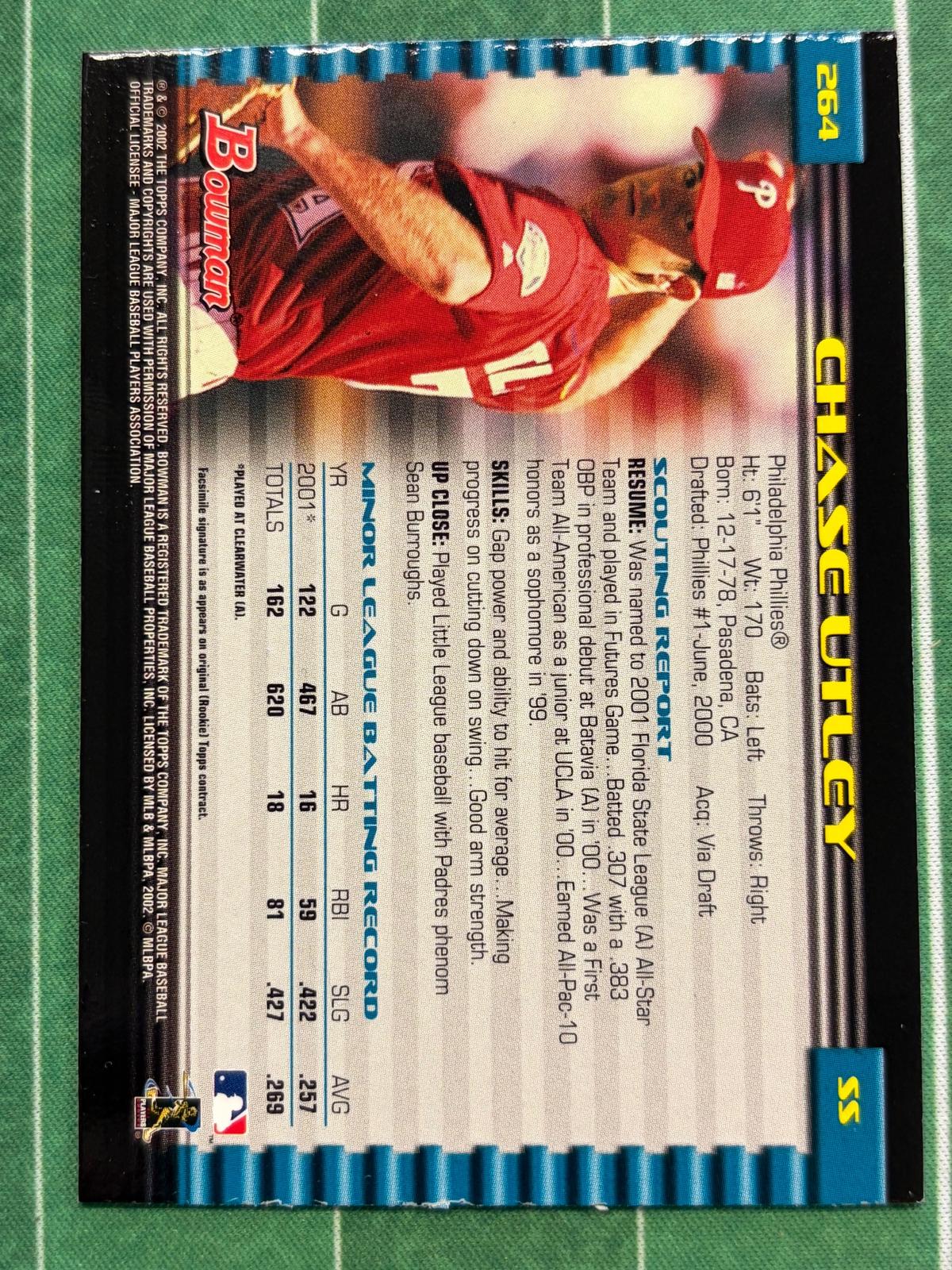 2002 Bowman Gold #264 Chase Utley Philadelphia Phillies