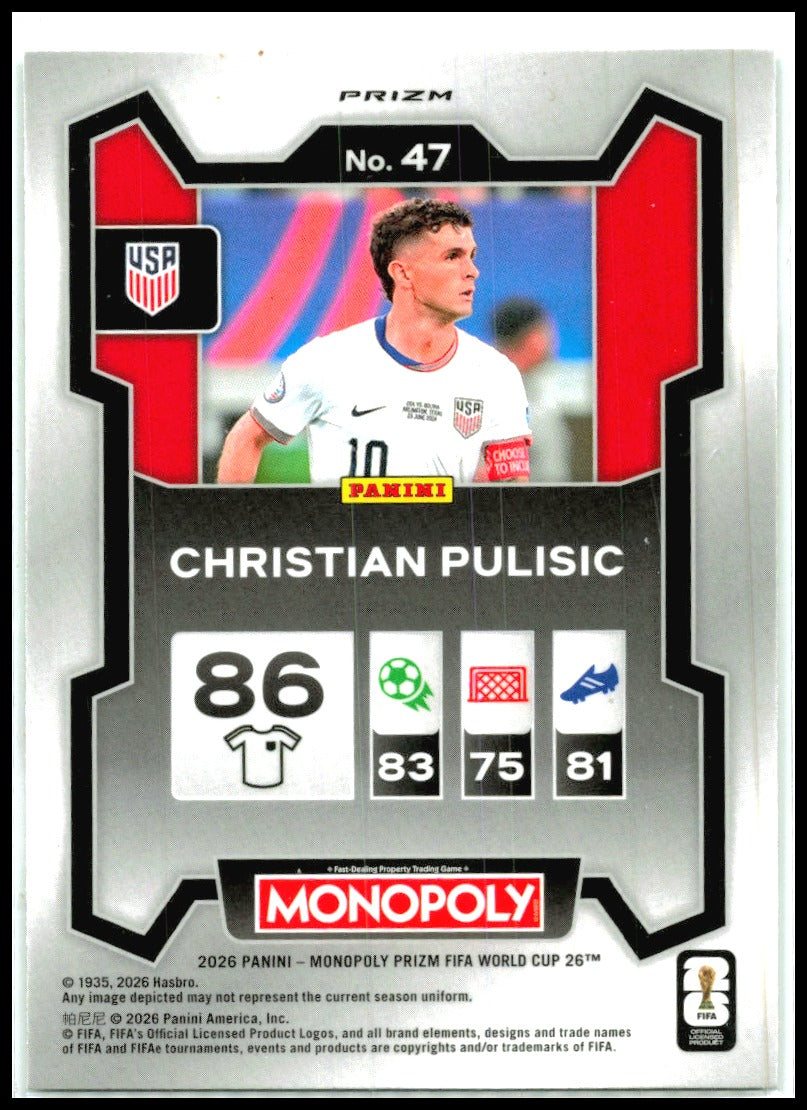 2026 Prizm Monopoly FIFA World Cup Four Corners Green Wave # Christian Pulisic
