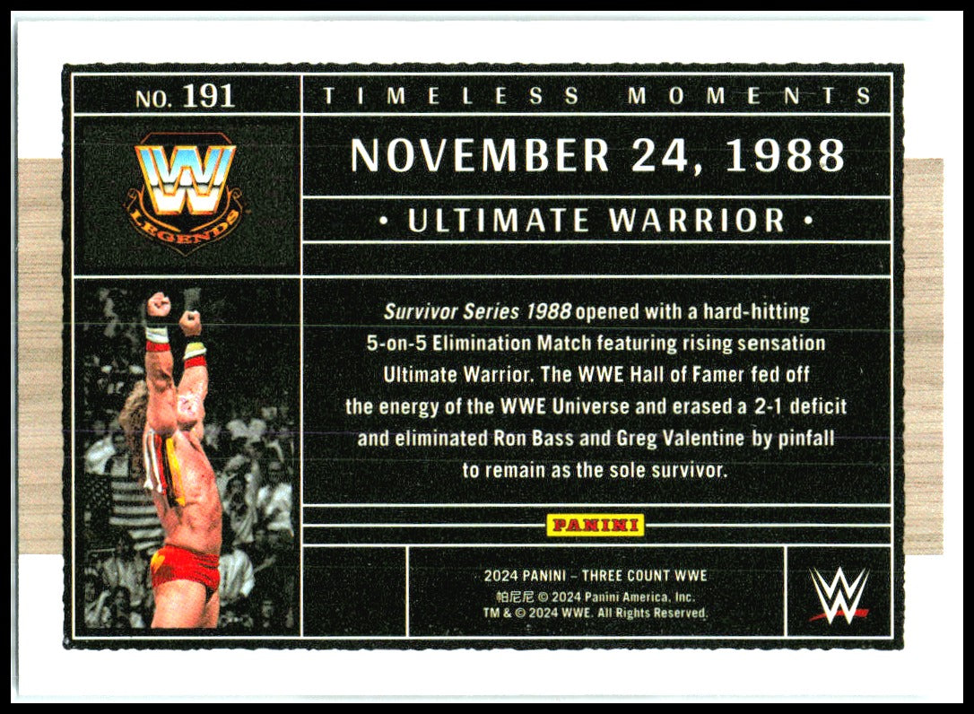 2024 Panini Three Count WWE #191 Ultimate Warrior #/40