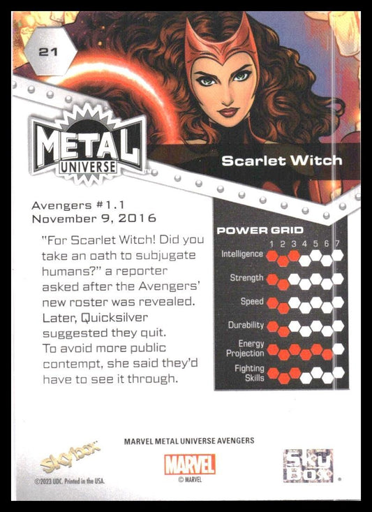 2024 SkyBox Metal Universe Marvel Avengers #21 Scarlet Witch