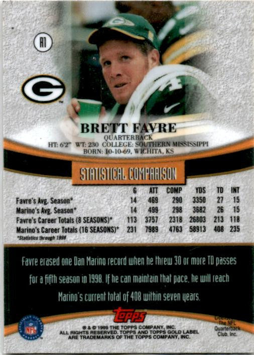 1999 Topps Gold Label Race to Marino #R1 Brett Favre Green Bay Packers
