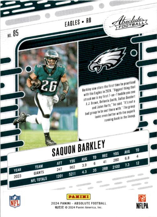 2024 Panini Absolute #85 Saquon Barkley Philadelphia Eagles