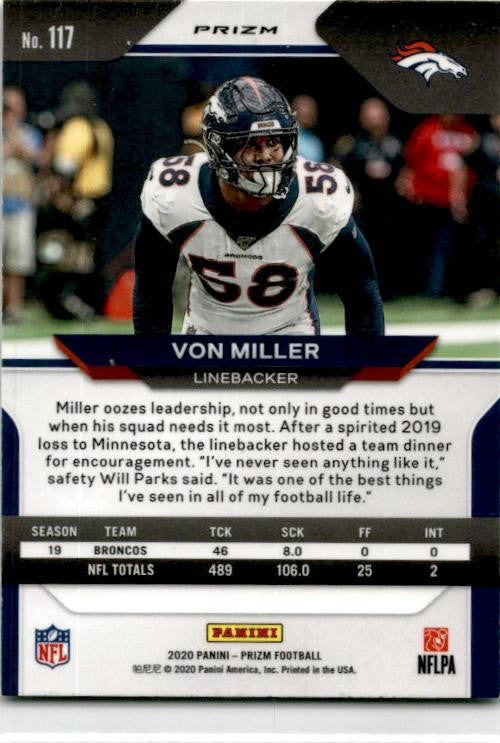 2020 Panini Prizm Prizm Neon Green Pulsar #117 Von Miller Denver Broncos
