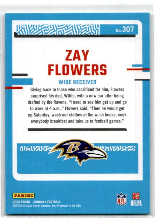 2023 Donruss #307 Zay Flowers Rookie Baltimore Ravens