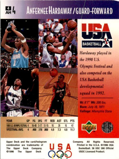 1996 Upper Deck USA #4 Anfernee Hardaway