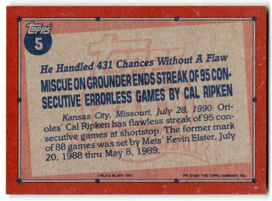1991 Topps #5 Cal Ripken Baltimore Orioles