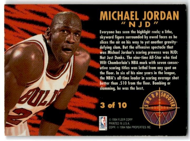 1993-94 Fleer Sharpshooters #3 Michael Jordan Chicago Bulls