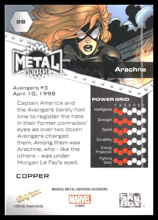 2024 SkyBox Metal Universe Marvel Avengers #28 Arachne Copper FX