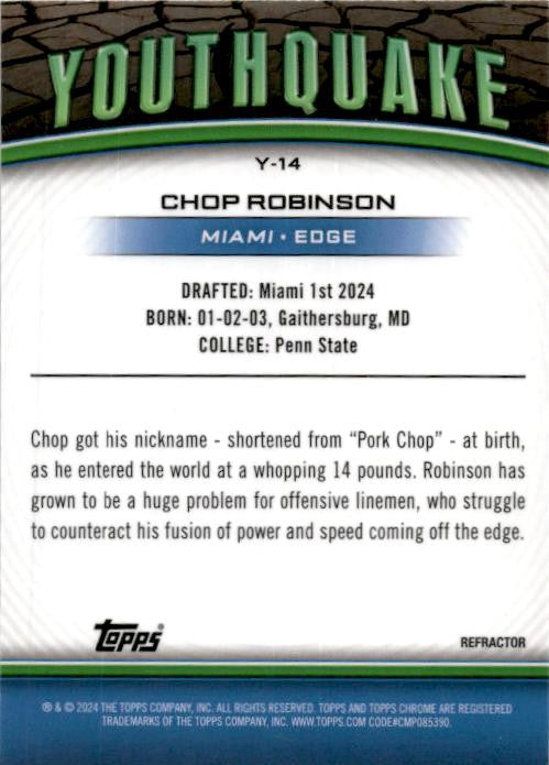 2024 Topps Chrome Youthquake #Y-14 Chop Roobinson Dolphins