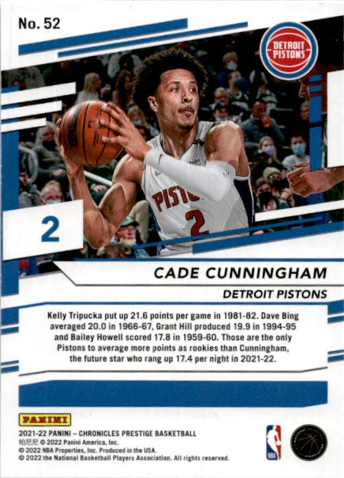 2021-22 Panini Chronicles #52 Cade Cunningham Rookie Detroit Pistons