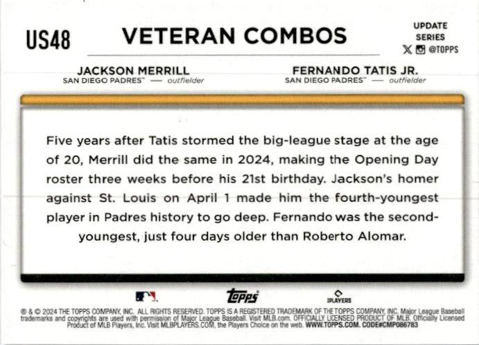 2024 Topps Update Holiday #US48 Young & Hungry San Diego Padres