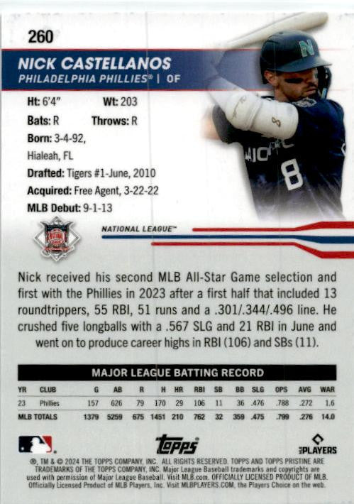 2024 Topps Pristine #260 Nick Castellanos Philadelphia Phillies
