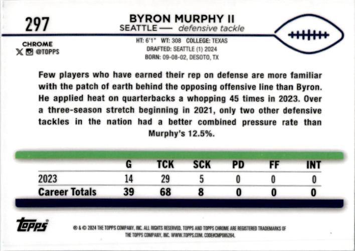 2024 Topps Chrome #297 Byron Murphy Rookie Seattle